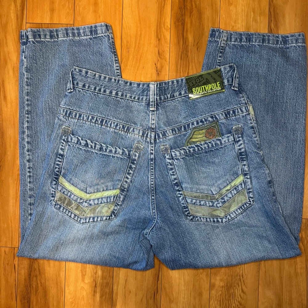 Vintage Y2K Southpole Embroidered Baggy Skater Hip Hop Style Jeans Men Size 32